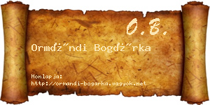 Ormándi Bogárka névjegykártya